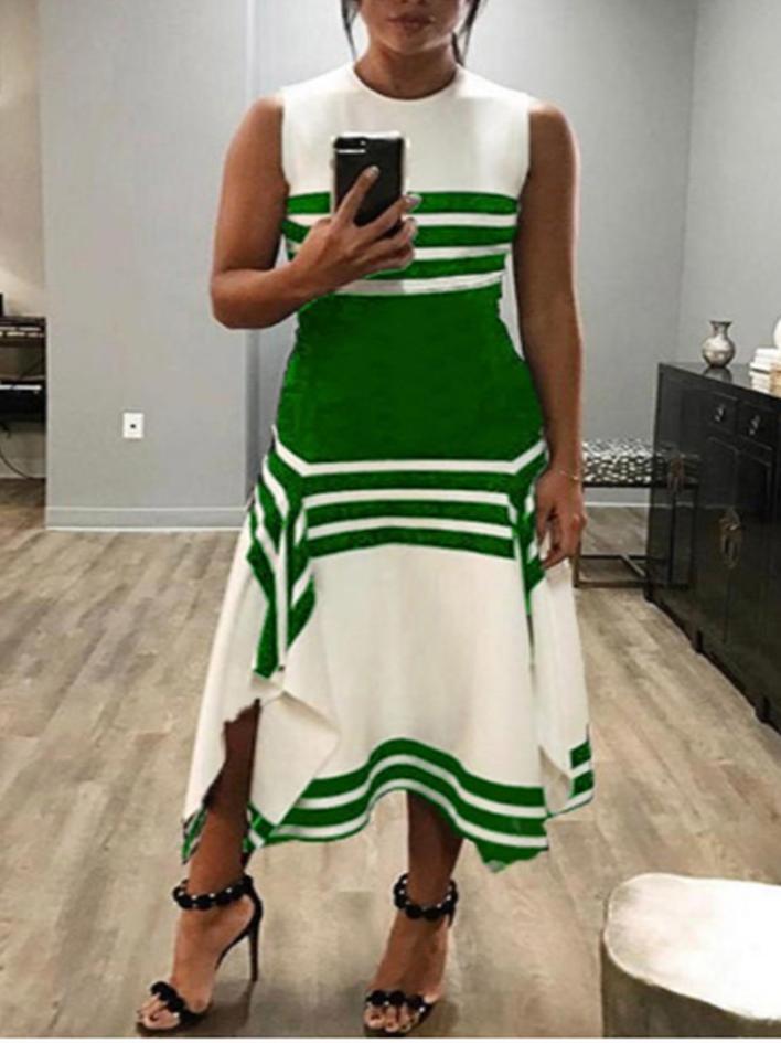 Women's Scoop Neck Sleeveless Striped Maxi Dress
