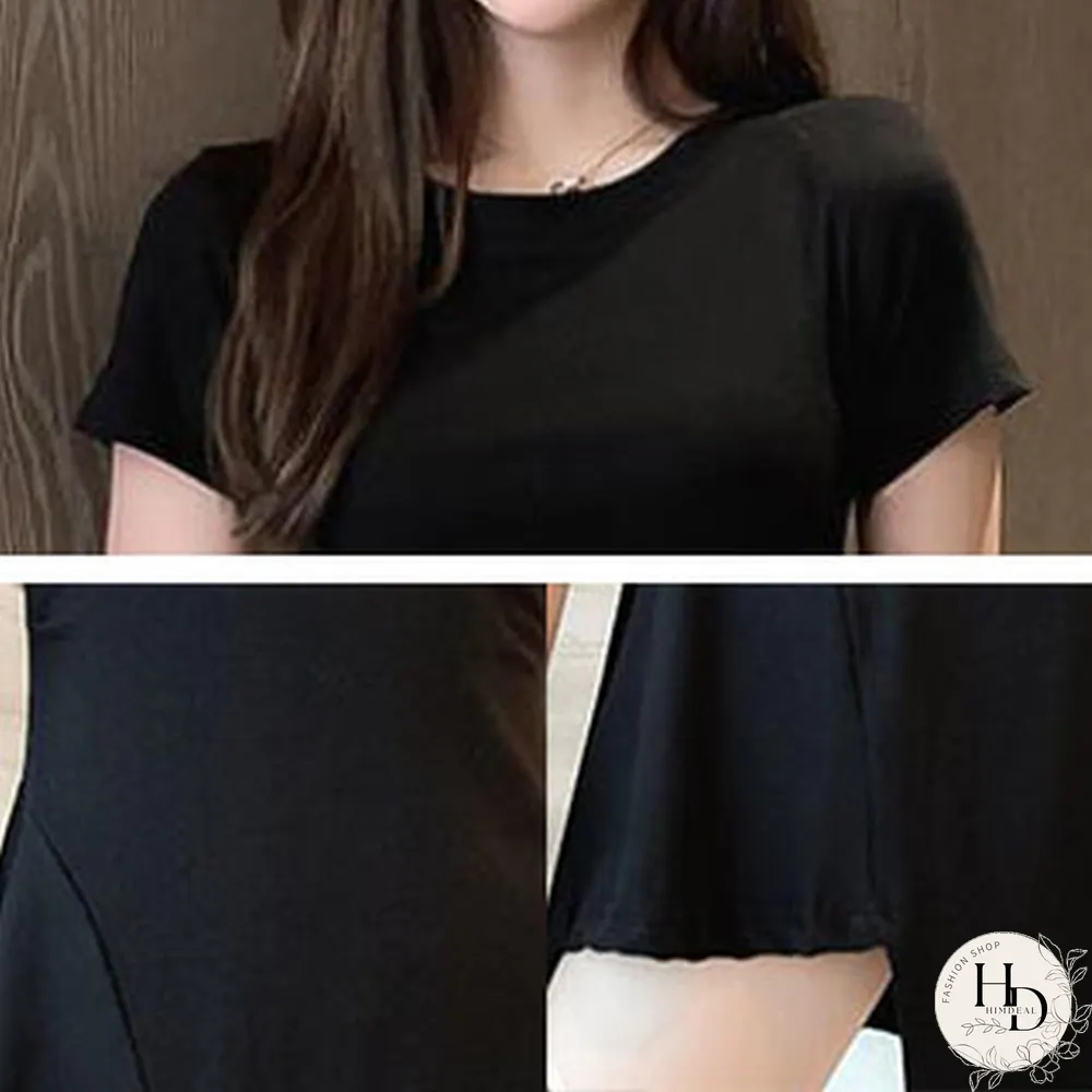 Women Dress Short Sleeves Classic Stylish Ulzzang Mini Asymmetrical Tunic Black Elegant Femme Sweet Cool Girls Leisure Chic Ins