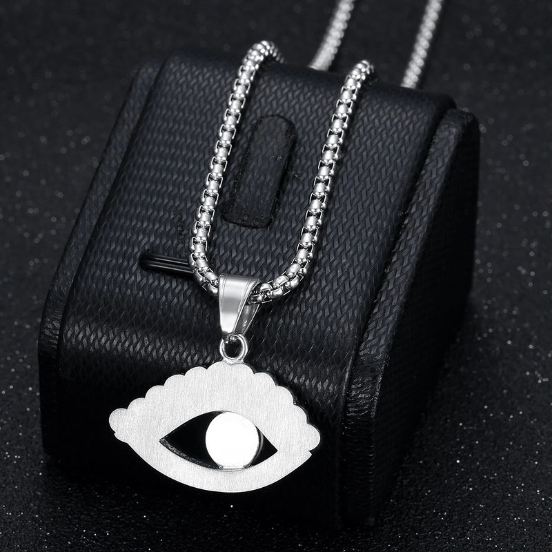 1 Piece Titanium Steel Rhinestones Devil’s Eye Pendant Chain
