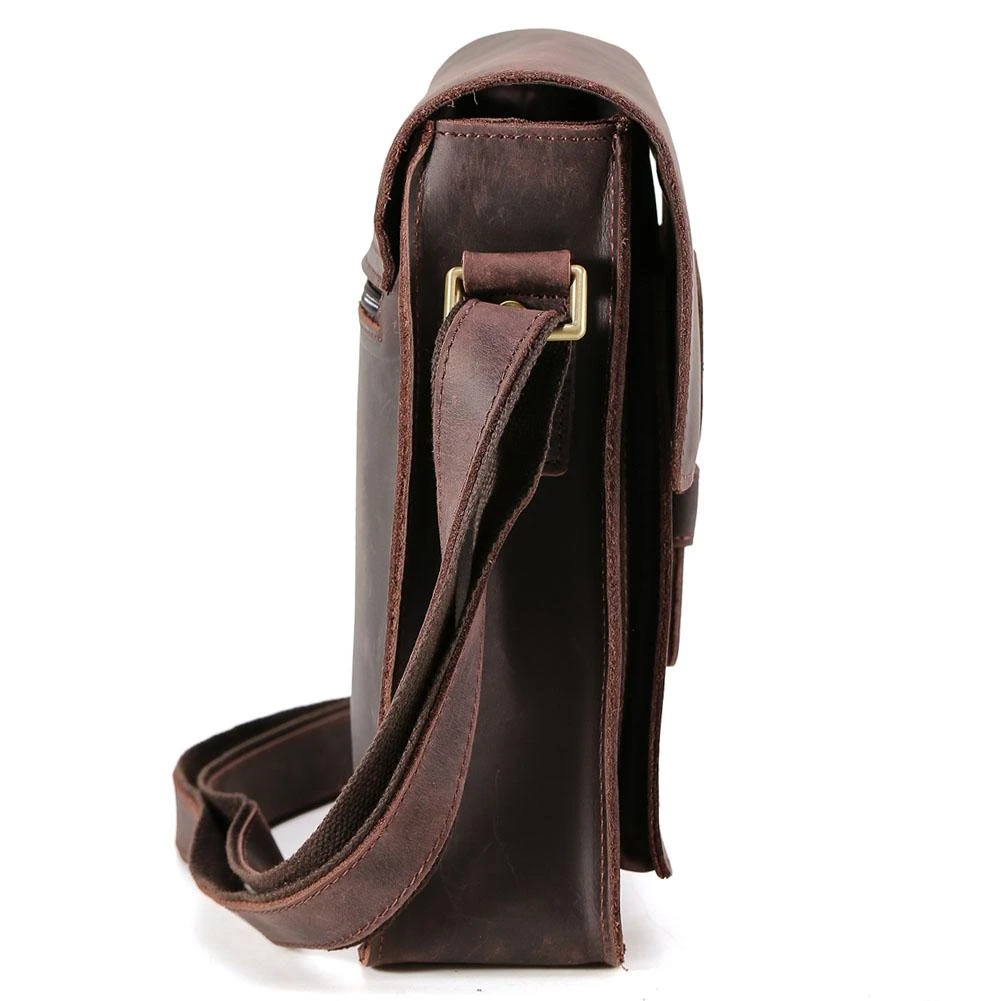 Vintage Style Handmade crazy horse leather men's messenger bag