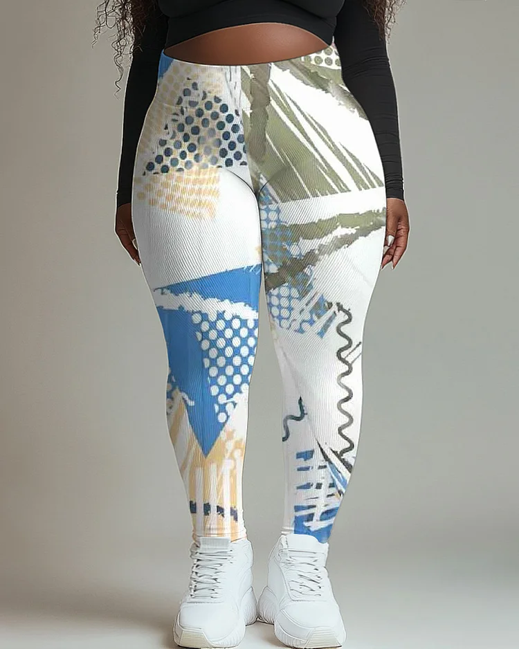 Women's Plus Size Geometric Prints Casual Sports Leggings