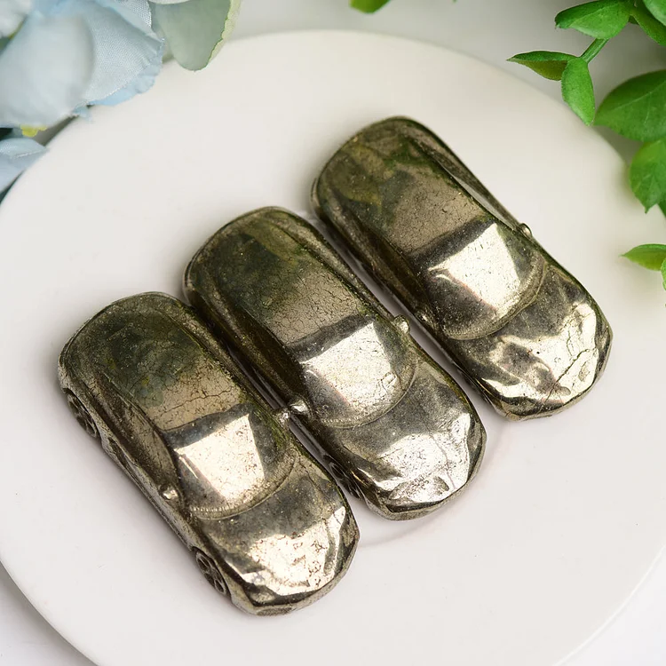2.2" Pyrite Car Crystal Carving Free Form for Home Decor Model