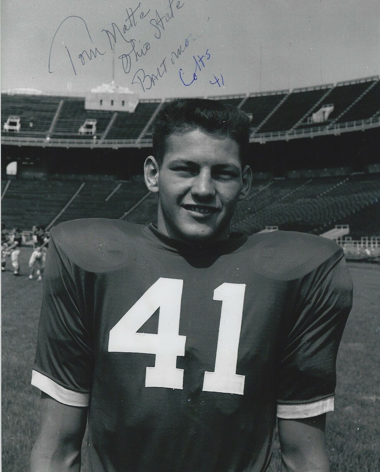 Signed 8x10 TOM MATTE Ohio State Buckeyes Autographed Photo Poster painting - w/ COA