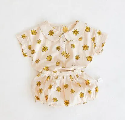 Baby Boys Clothes New 2020 Summer Baby Clothing Polka Dot Pure Cotton and Linen Infant Girls Suit Infant Outfit