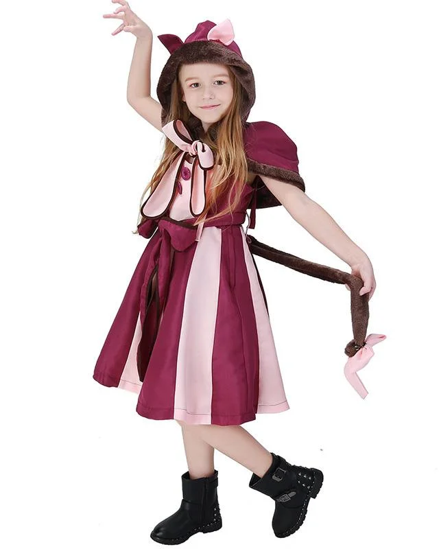Cute Girls Cheshire Cat Dress kid Party Stage Play Costume-Mayoulove