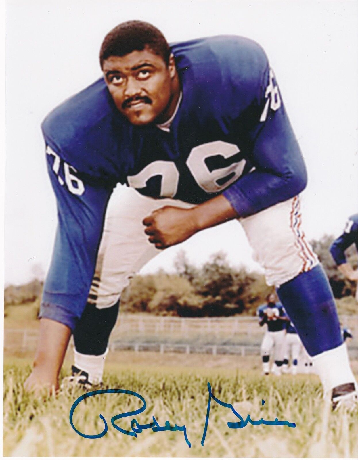 ROSEY GRIER NEW YORK GIANTS ACTION SIGNED 8x10