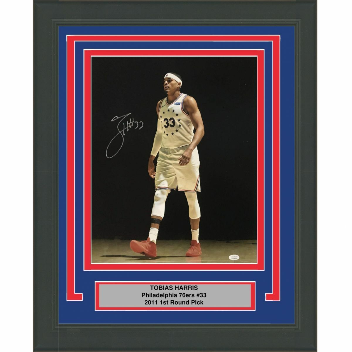 FRAMED Autographed/Signed TOBIAS HARRIS Philadelphia 76ers 16x20 Photo Poster painting JSA COA