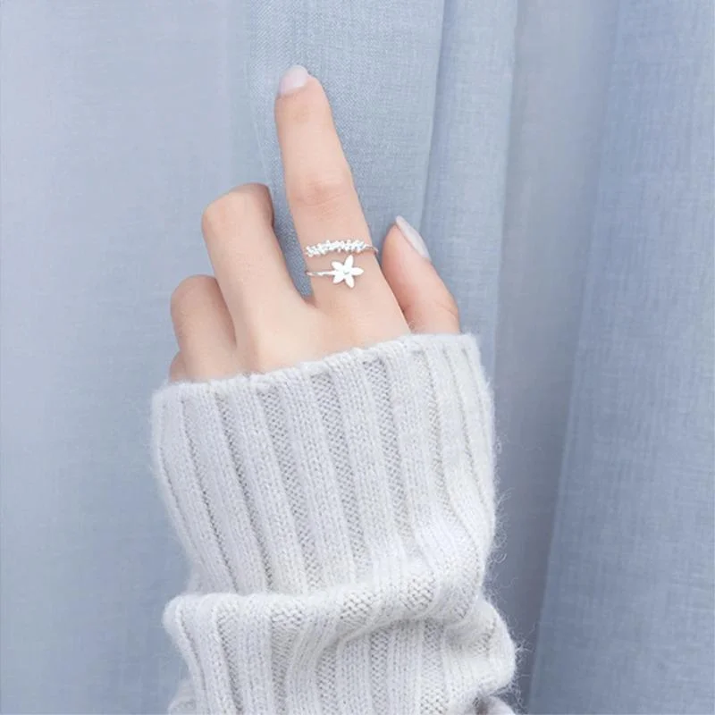 Delicate Flower Ring In Sterling Silver