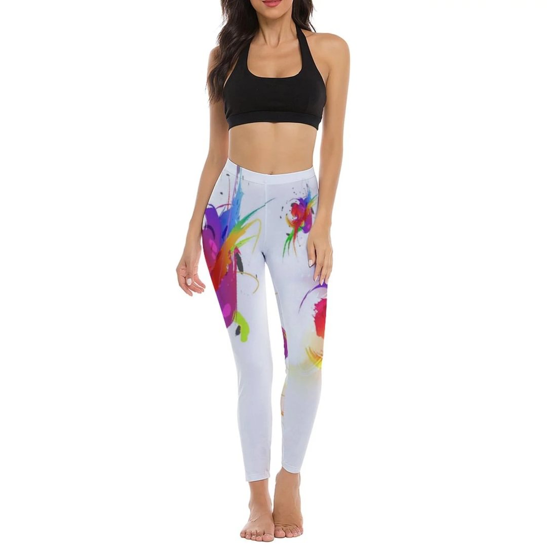 Paint Splatter Rainbow Yoga Pants for Women Casual High Waisted Elastic Comfortable Soft Leggings