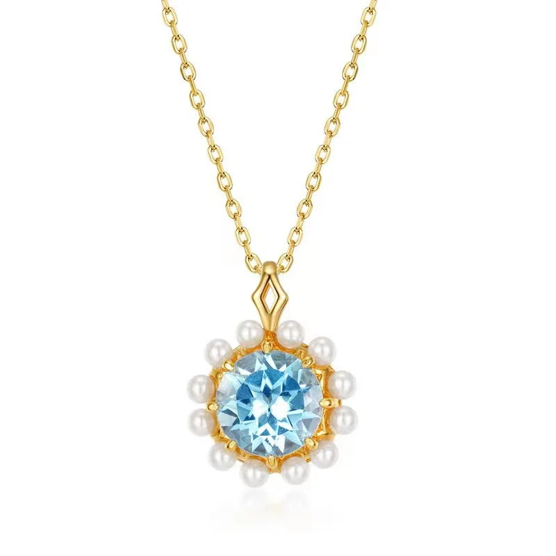 Natural Topaz Snowflake Necklace