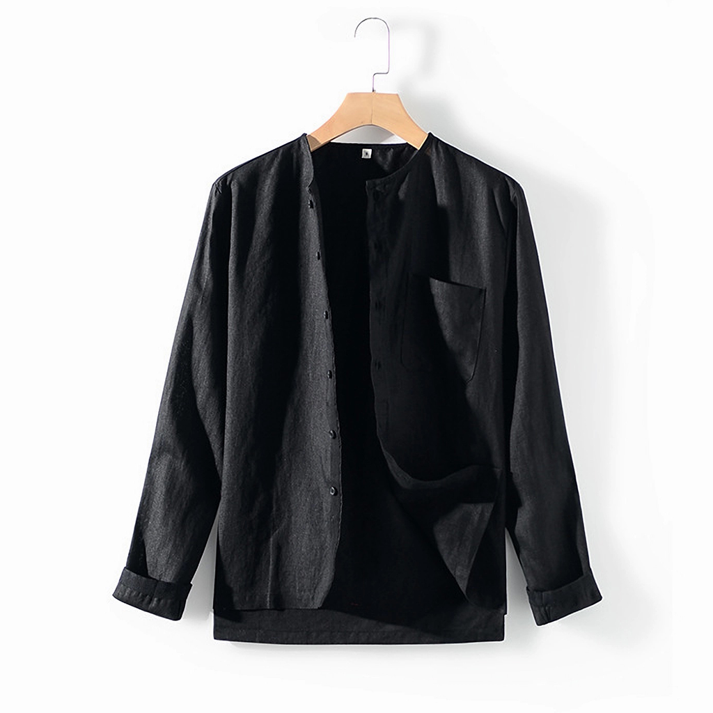 100% European Linen Men's Shirt With Pocket REAL SILK LIFE