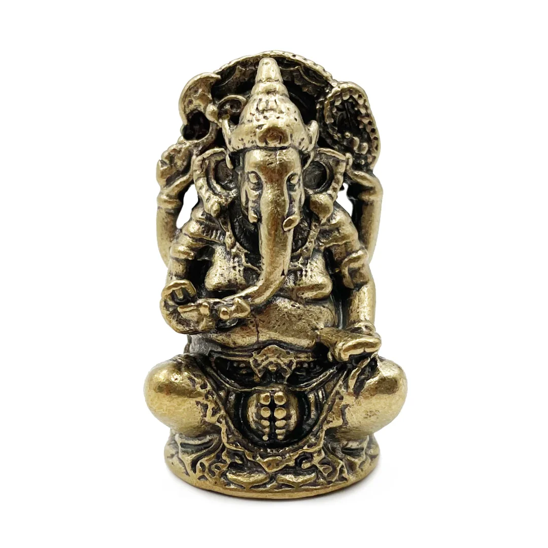 Oocharger Vintage Brass Ganesha Statue Pocket India Thailand Elephant God Figure Sculpture Home Office Desk Decorative Ornament Gift