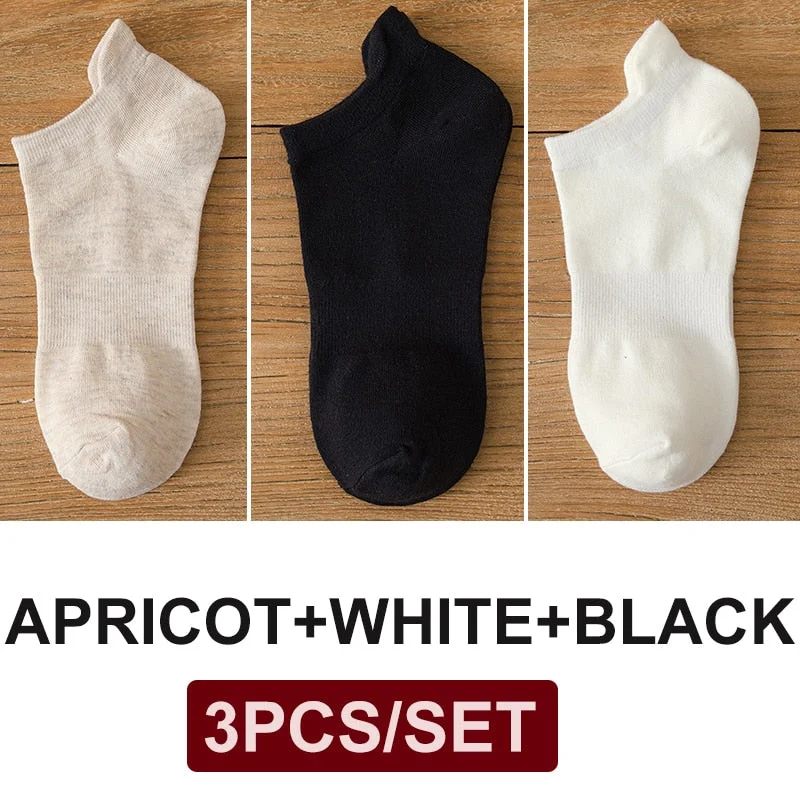 FINETOO 3 Pairs/Set Cotton Men's Socks Harajuku Boat Socks Lift Up Solid Colors Man Sock Sox  Male Invisible Short 38-44 Socks