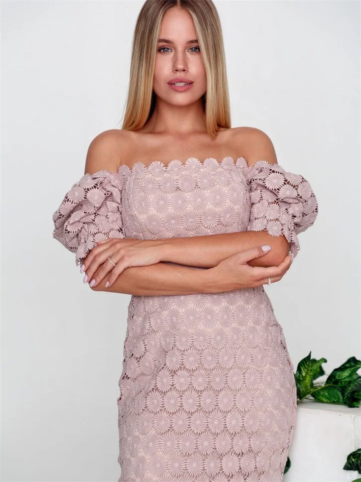 Stylish Lace Solid Color Midi Dress | IFYHOME