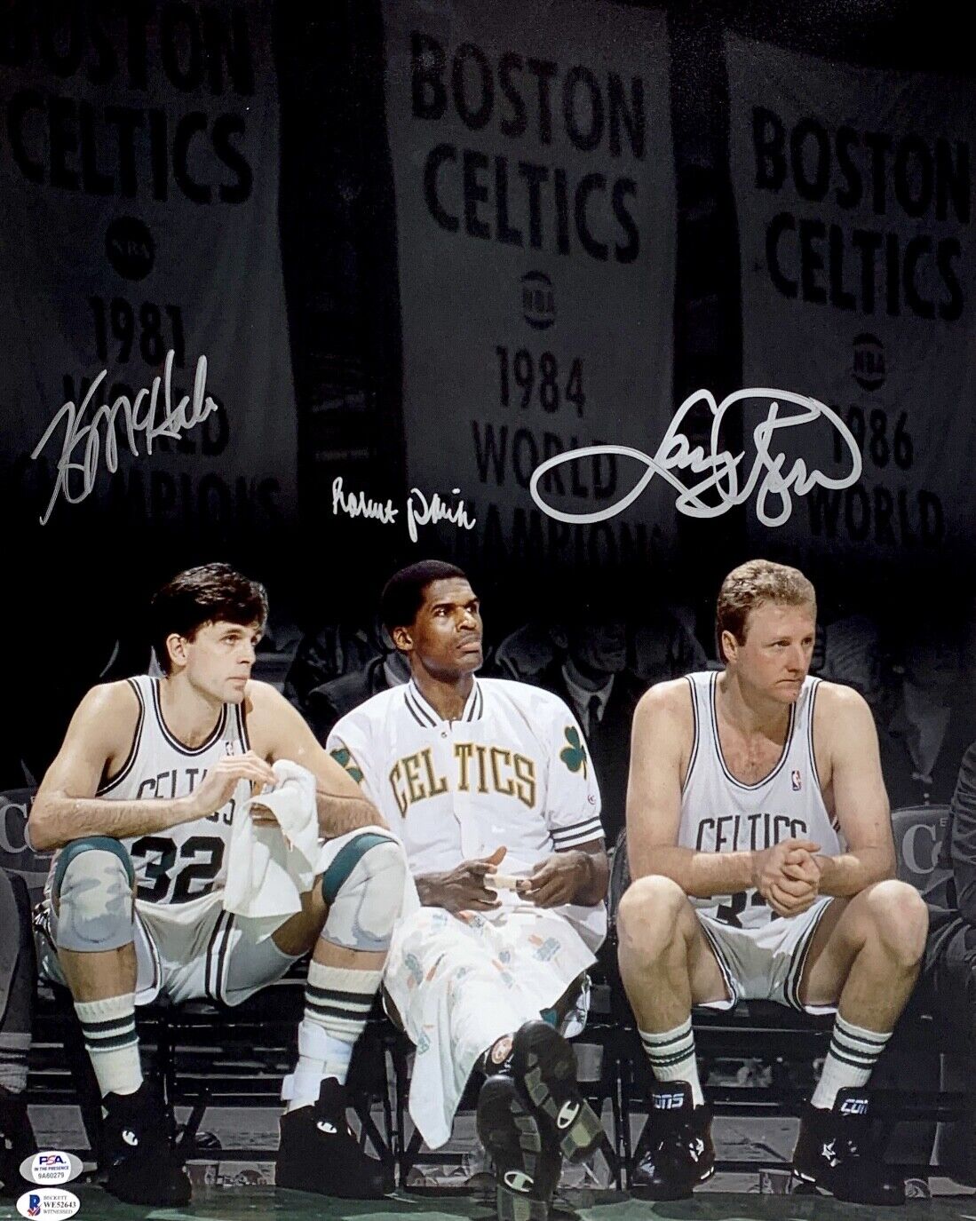 Larry Bird, Kevin McHale, Robert Parish Signed 16x20 Photo Poster painting *Celtics* PSA 9A60279