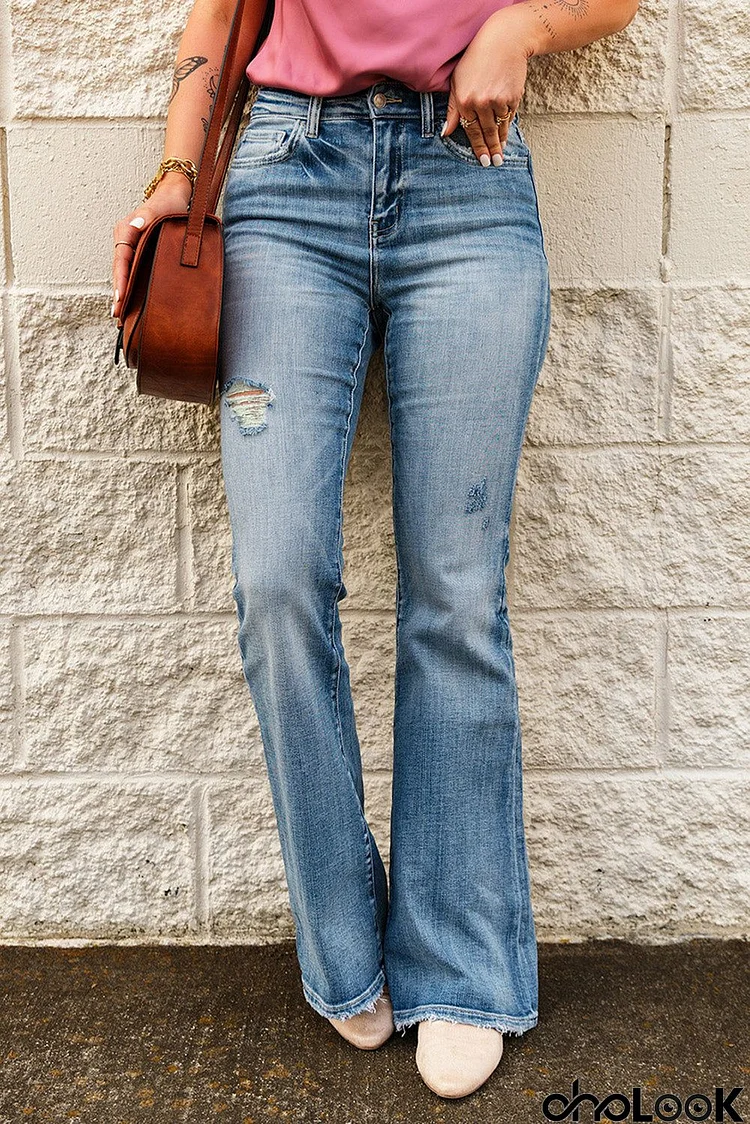 Sky Blue High Waist Flare Jeans