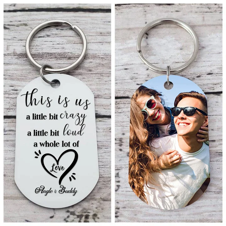 Personalized Couple Photo Keychain Customized 2 Names Keyring Valentine's Day Gifts - This Is Us, A Whole Lot Of Love