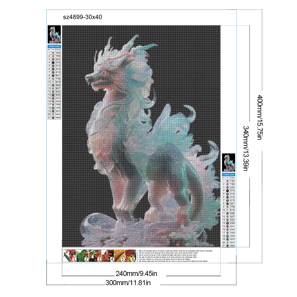 Full Round Diamond Painting 30*40cm - Luminous Dragon