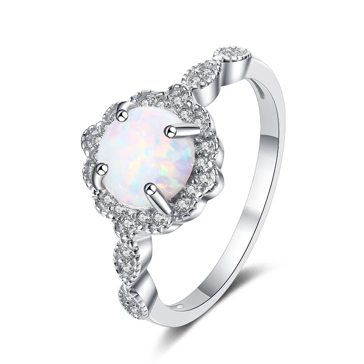 Vintage Opal And Cz 925 Sterling Silver Ring