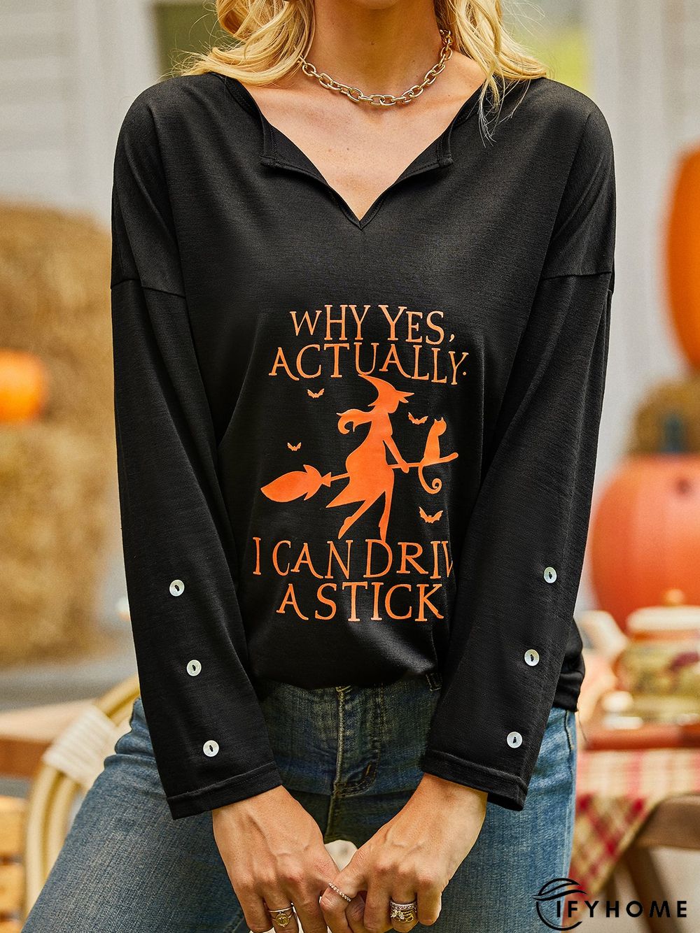 Casual Long Sleeve Printed Top Tunic T-Shirt | IFYHOME