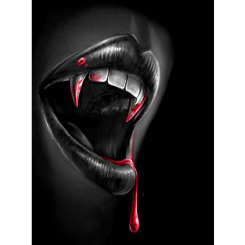 

30*40CM-Vampire Mouth Rhinestone Set-Round Drill Diamond Painting, 501 Original