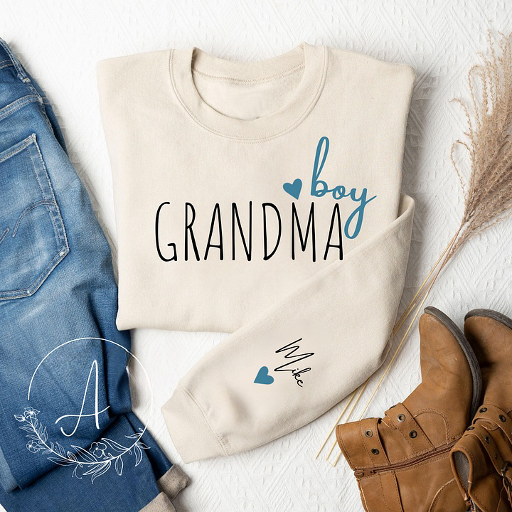 Custom Boy Grandma Sweatshirt with Kid Name, Personalized Grandma Of Boys Hoodie