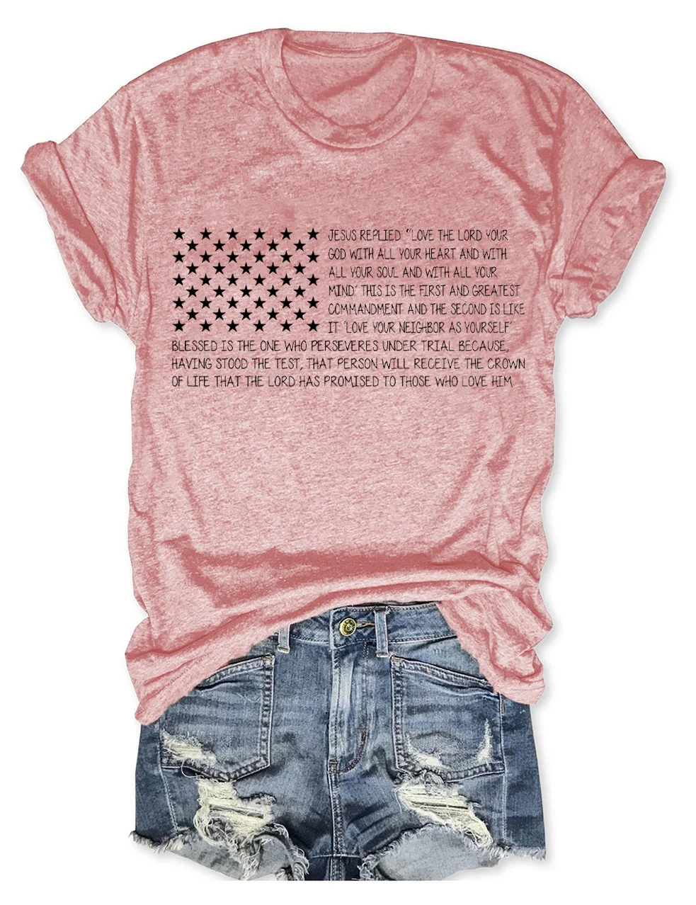 USA Flag American Christian Bible T-Shirt