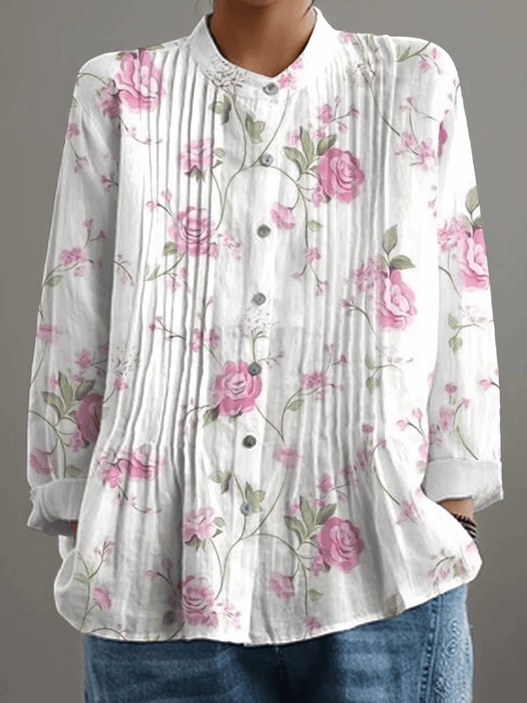 Women's Retro Floral Art Print Casual Shirt 