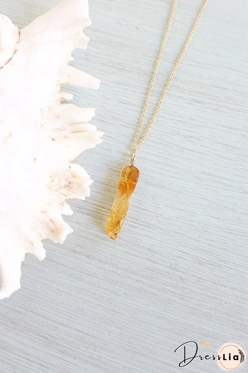 Point Necklace Polished Rectangle Citrine Necklace Natural Citrine Quartz Necklace Small Large Citrine Quartz Crystal Necklace