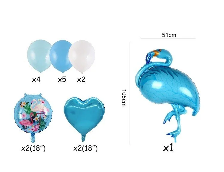 Hawaiian Party Balloon 18 inch Round Flamingo Aluminum Foil Balloon Flamingo Wine Glass Leaf Balloon Birthday Party Decoration