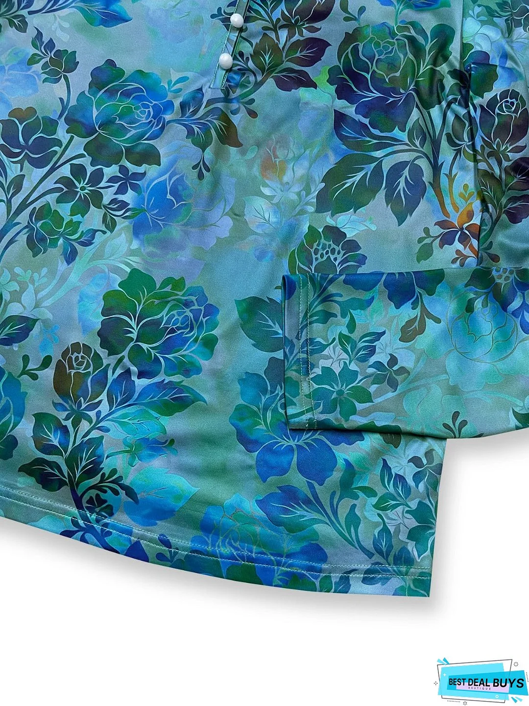 Printed V-Neck Long Sleeve Blouse