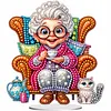 (Grandma)DIY Pearl Diamond Painting Acrylic Stand, Christmas Double-Sided Printed Tabletop Decoration, Special Shaped Diamond Art Craft Kit for Home Decor