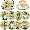 8pcs Sunflower and Gnome DIY Special Shape Diamond Painting Acrylic Coasters