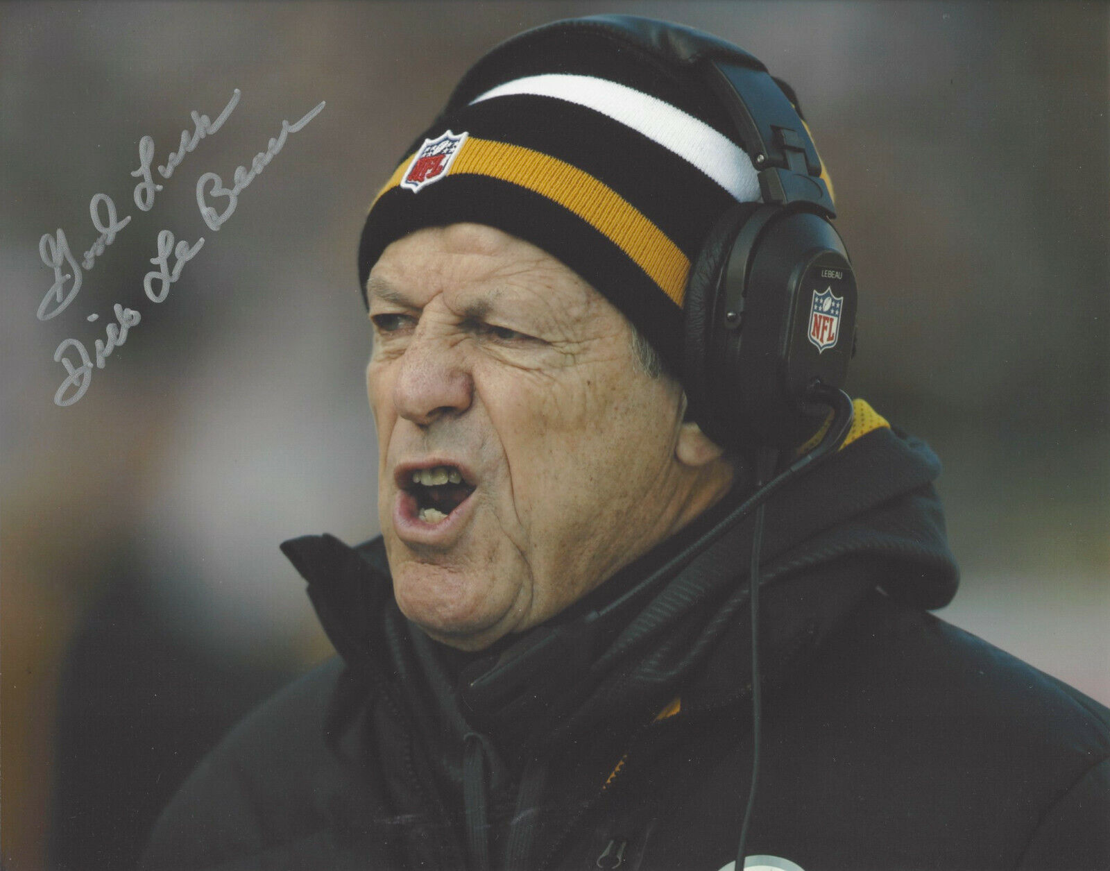 PITTSBURGH STEELERS COACH DICK LEBEAU SIGNED AUTHENTIC 8x10 Photo Poster painting w/COA CHAMPS