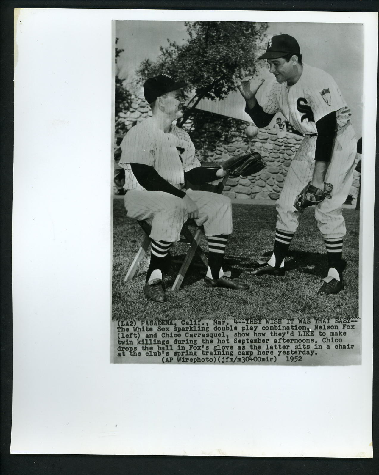 Nellie Fox & Chico Carrasquel 1952 Type IV Press Photo Poster painting Chicago White Sox