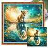 Lion Cub Green Reflection-11CT Stamped Cross Stitch 40*40cm/15.75*15.75in