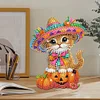 Diamond Painting Acrylic Shaking Head Pumpkin and Cat Desktop Ornaments