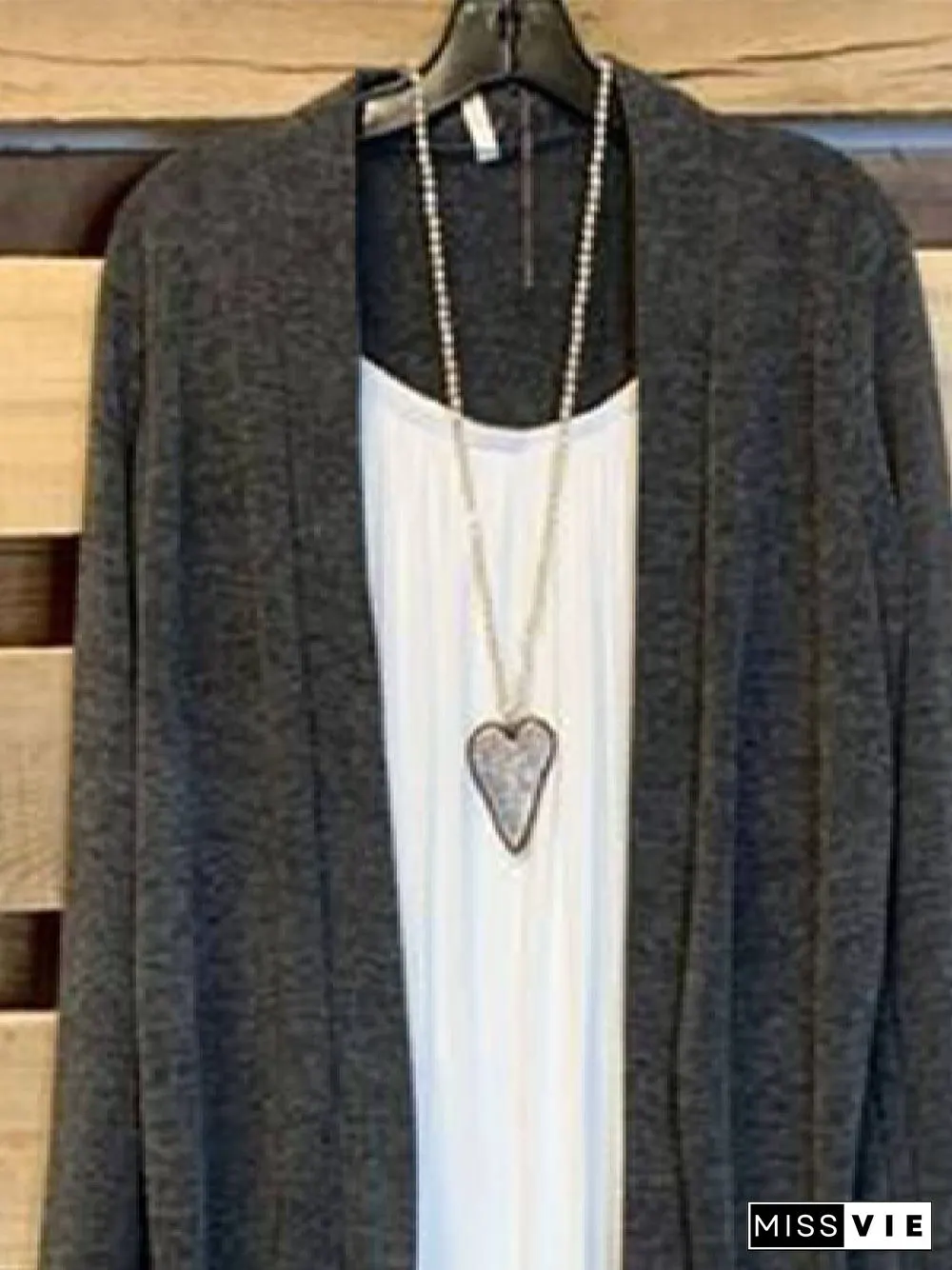 Gray Solid Pockets Long Sleeve Knit coat