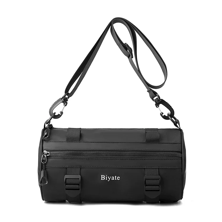 Nylon Crossbody Bag Cylinder Crossbody Handbags for Daily Leisure (Black)