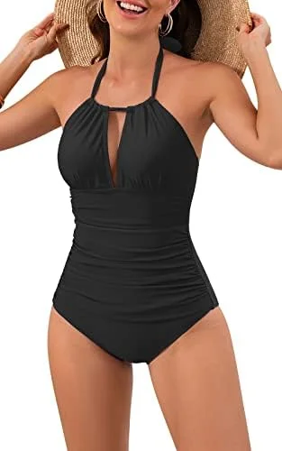 V Neck One Piece Tummy Control Swimsuits