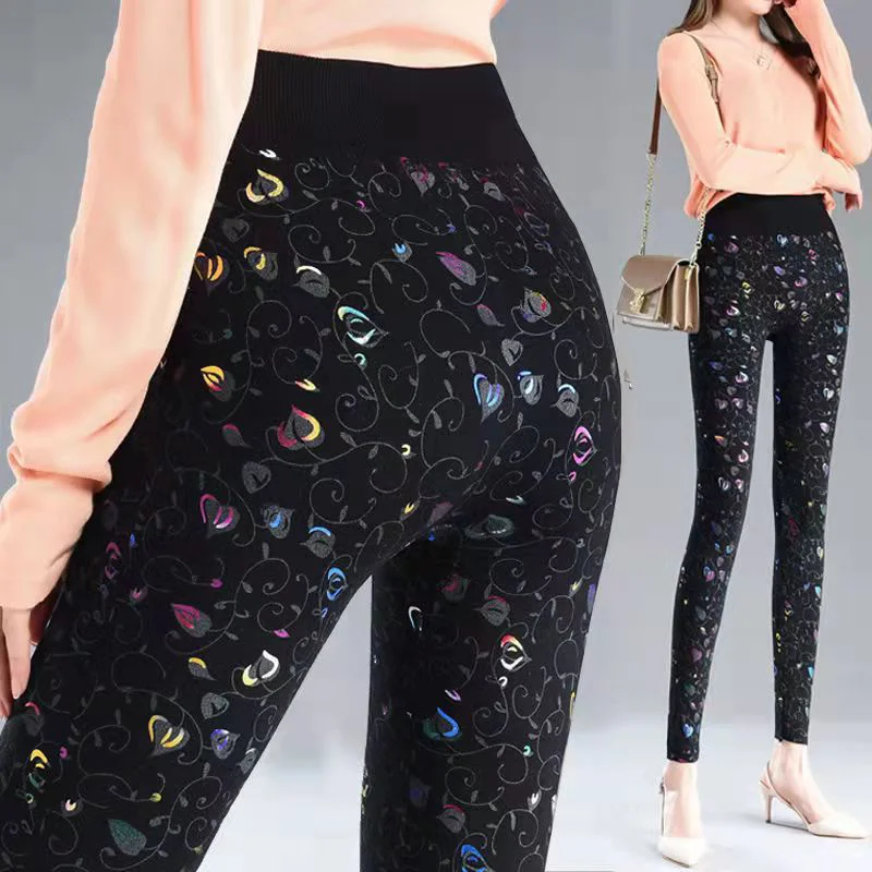 New Spring Pants Women Black Elastic Waist Leggings Sex Fashion Spandex Seamless Push Hip Booty Lifting Slim Print Legging Mujer