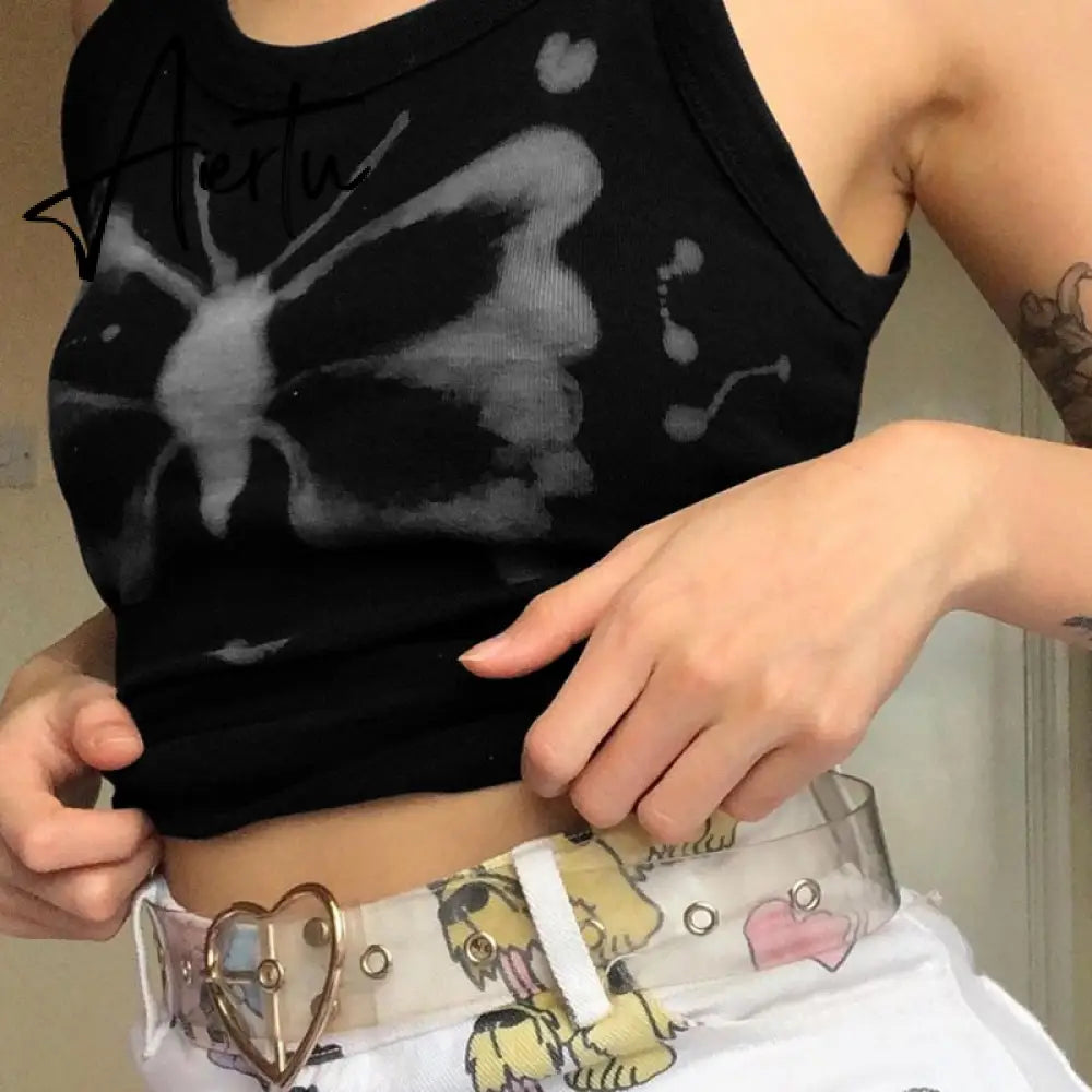 Printed Sleeveless Graphic T Shirts Y2k Aesthetic Clothes Crop Top Streetwear Tanks Aiertu