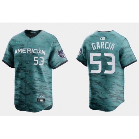 Men's Texas Rangers #53 Adolis Garcia Teal 2023 All-star Stitched Baseball  Jersey