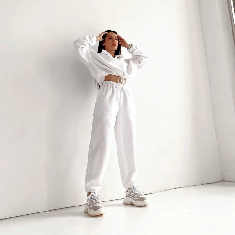 PASUXI Women's 2 Piece Sweater Set Pullover Zip Up Sweatshirt Jogger Sweatpants Tracksuit Casual Outfit huanwei