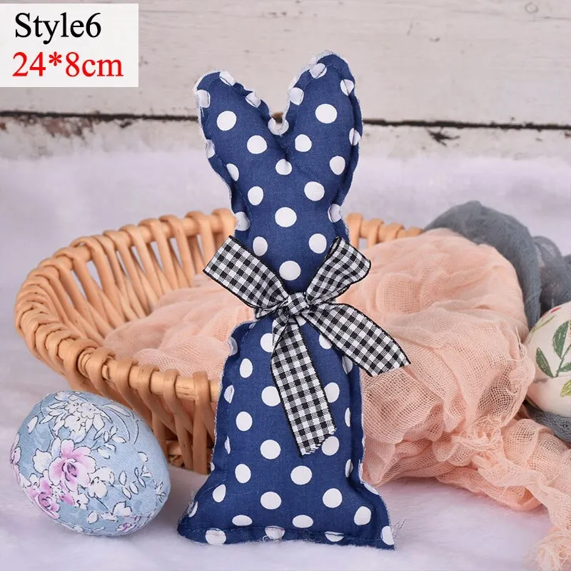 Easter Rabbit Pink Yellow Ornament Cute Cloth Bunny Doll for Spring Easter Home Party Decoration Kids Gift DIY Crafts Supplies