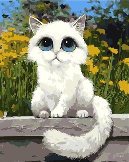 

White Lovely Cat – Paint By Numbers - 40*50CM, 501 Original