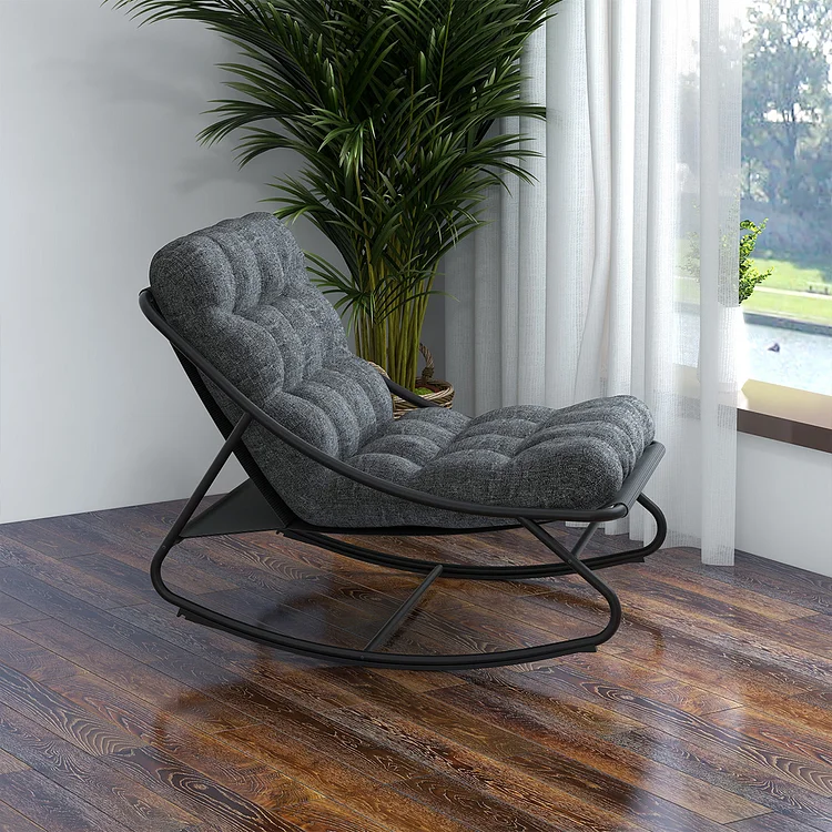 Grey wicker rocking online chair