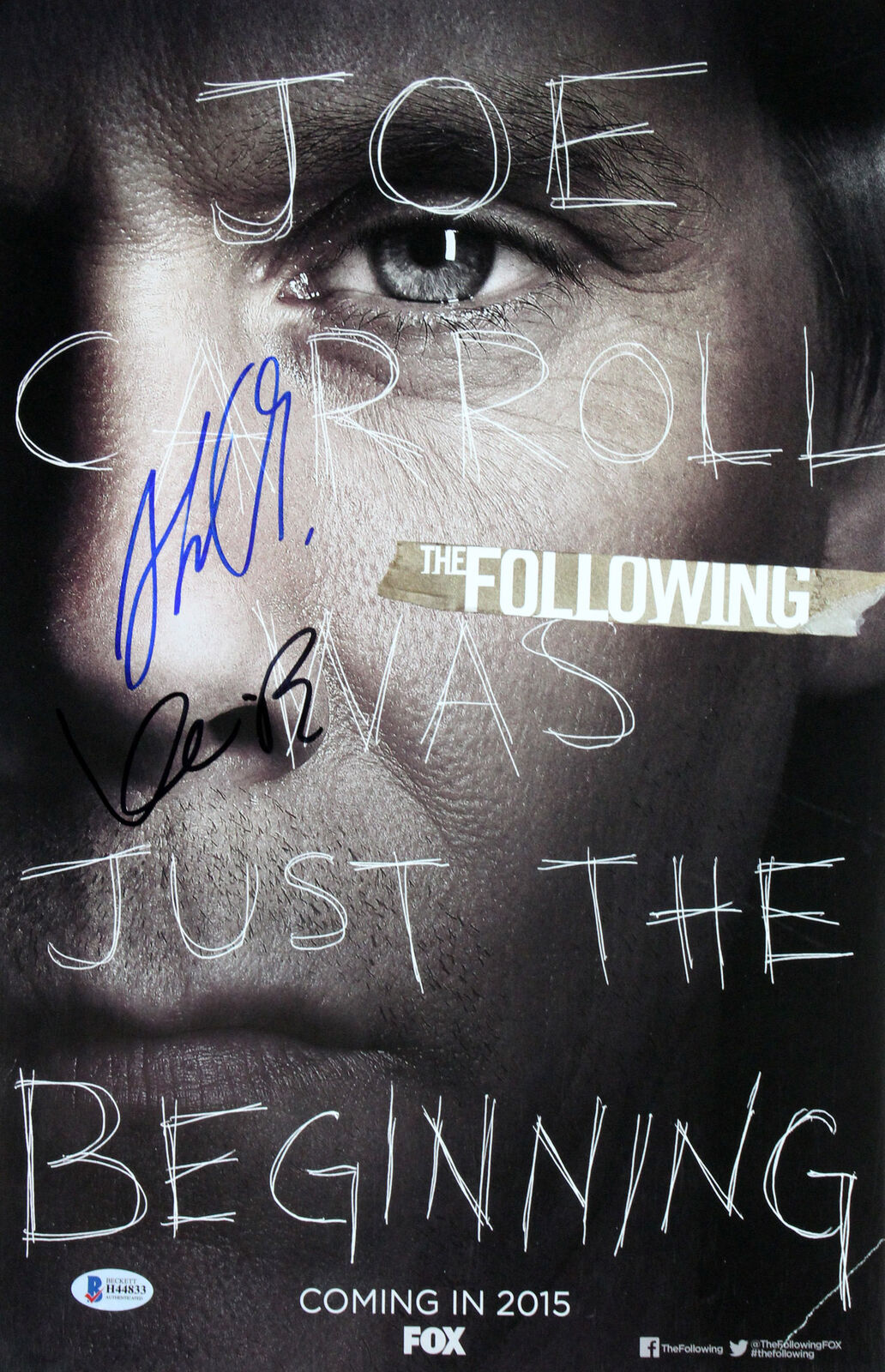 Kevin Bacon & Shawn Ashmore The Following Signed 11x17 Photo Poster painting BAS #H44833