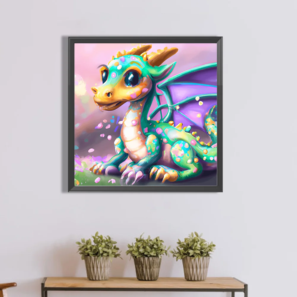 Full Round Diamond Painting 30*30cm - Cartoon Pterosaur