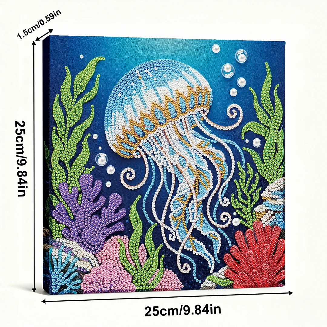 Jellyfish - DIY Pearl Diamond Art Kit With Frame 25*25cm
